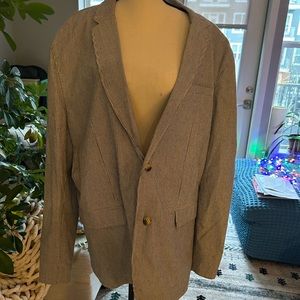 Blue and white pin stripped men’s jacket suit.